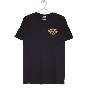 Y2k Powell Peralta 2005 Re-Issue skull and wings graphic shirt black size m